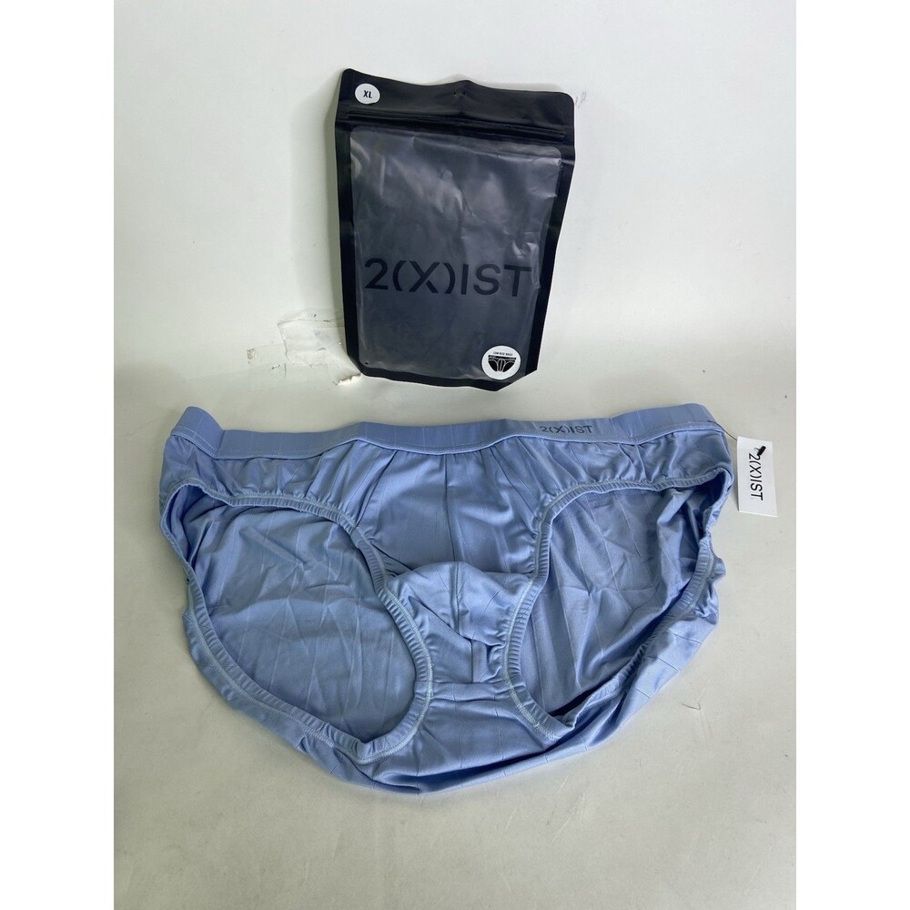 2xist Pinstripe Low Rise No Show Brief Underwear Blue Fog Mens Size XL